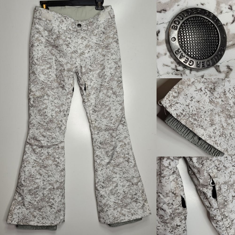 4 BOULDER GEAR luxe gray white snowboard ski resort snow pants small